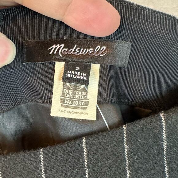 Madewell Black Wool-Blend Mini Skirt in Pinstripe Size 2 - Picture 7 of 8